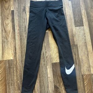 Nike Black and White Leggings with Iconic Swoosh